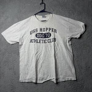 Vintage USS Hopper T Shirt Men's XL Gray Graphic Short Sleeve